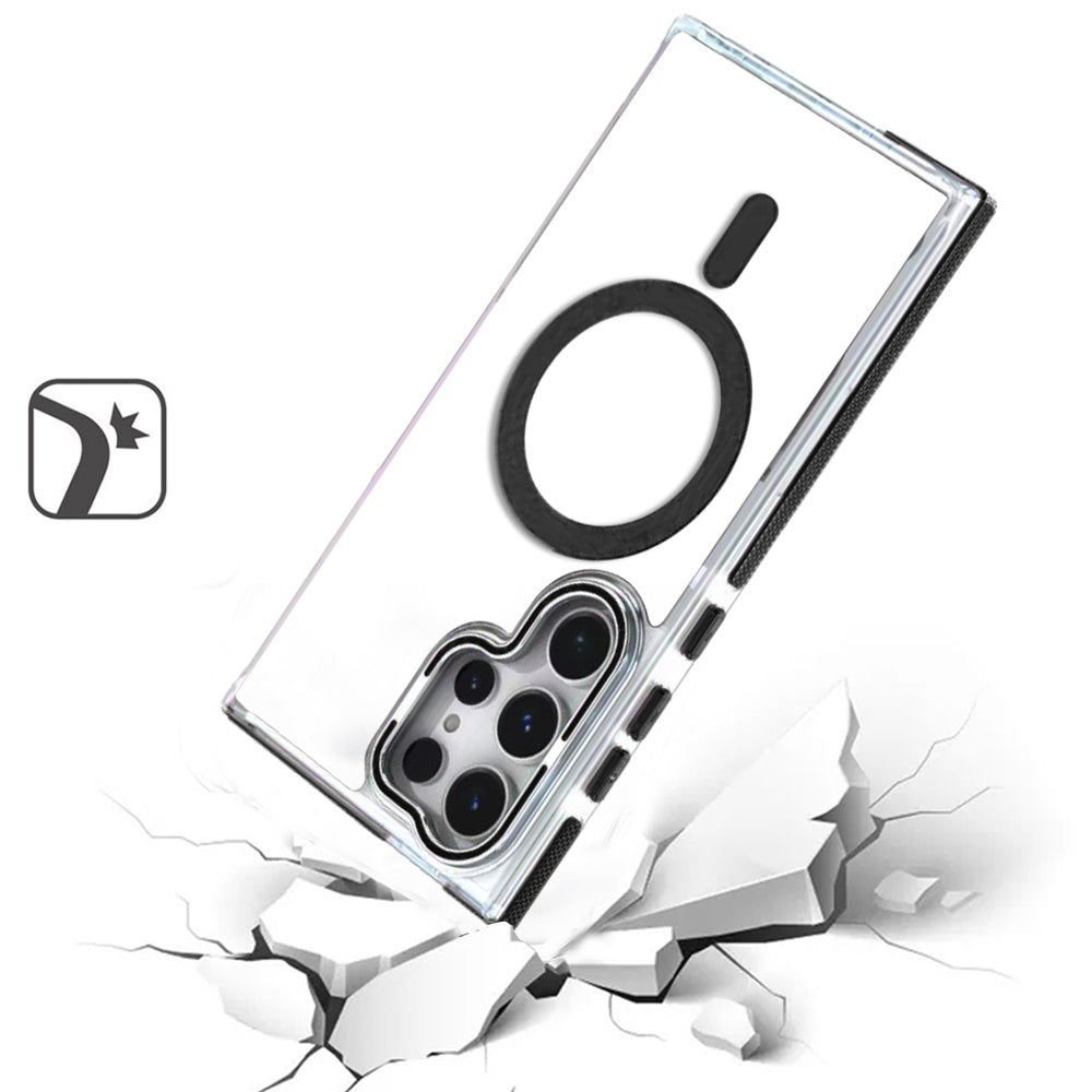 For Apple iPhone 17E /16E Hybrid Clear Back Case with Invisible Camera Bracket Stand, MagSafe Magnetic Circle, Shockproof Color Frame Case Cover