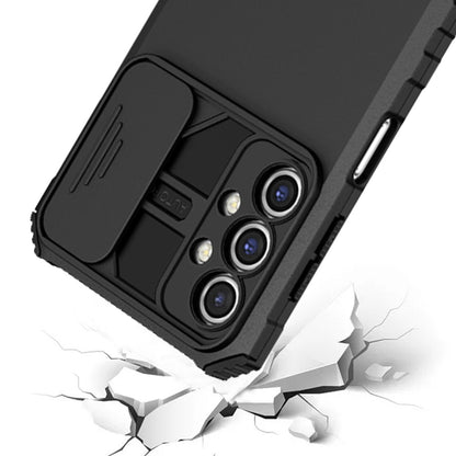 For Samsung Galaxy A52 5G Hybrid Hard PC & TPU Rubber Shockproof with Kickstand & Covered Camera Protection Case Cover Black