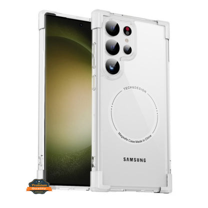 For Samsung Galaxy S25 /S24 Slim Fit Hybrid Case Clear Corner Bumper MagSafe Compatible, Hard TPU Rubber Shockproof Case Cover