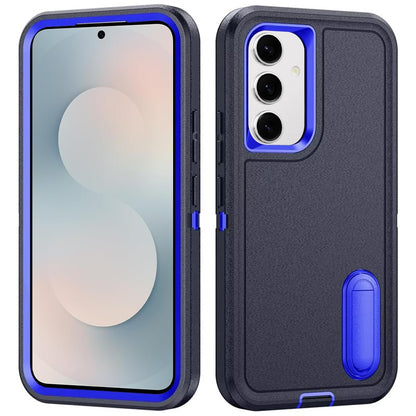 For Samsung Galaxy S22 Hybrid 3 Layers Hard 3in1 Shockproof with Kickstand Heavy Duty Hard TPU Rubber Anti-Drop Case Cover Black +Dark Blue