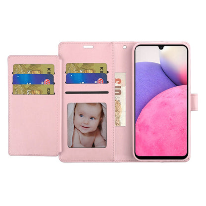 For Samsung Galaxy S26+ / S26 Plus Wallet Cases PU Leather with Credit Card /ID /Cash Holder Slot Dual Flip Book Pouch, Stand and Strap Case Cover Rose Gold