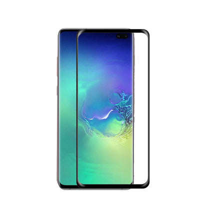 For Samsung Galaxy S10+ Plus Premium Tempered Glass Screen Protector Designed to allow full functionality Fingerprint Unlock 3D Curved Edge Glass Full coverage Protector Clear Black