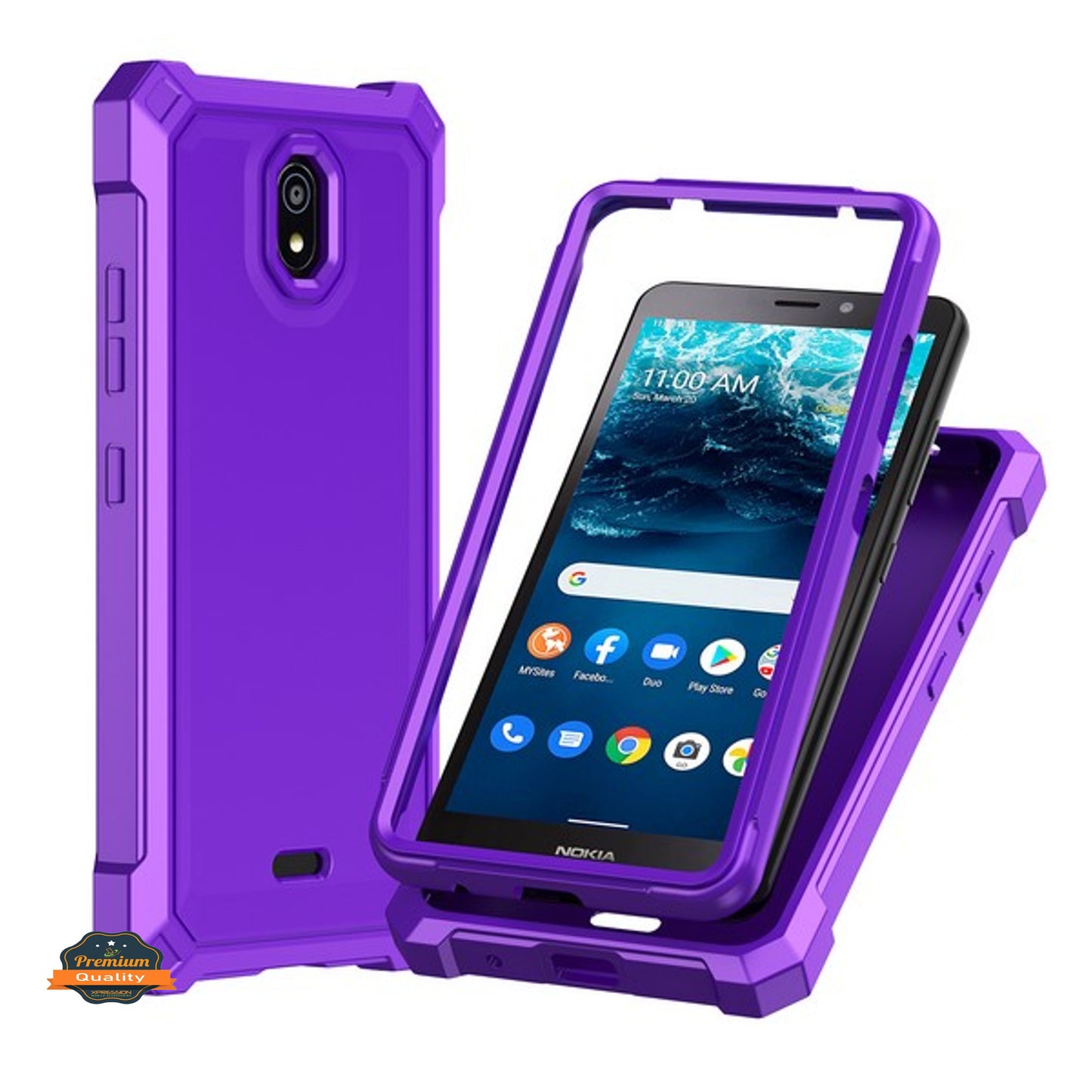 For TCL 60 XE NXTPAPER Full-Body Dual Layer Hybrid Case Slim, Drop-Proof TPU Hard PC, Durable Corner Front Bumper Protector Case Cover Purple