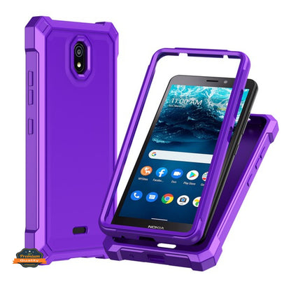 For TCL 60 XE NXTPAPER Full-Body Dual Layer Hybrid Case Slim, Drop-Proof TPU Hard PC, Durable Corner Front Bumper Protector Case Cover Purple