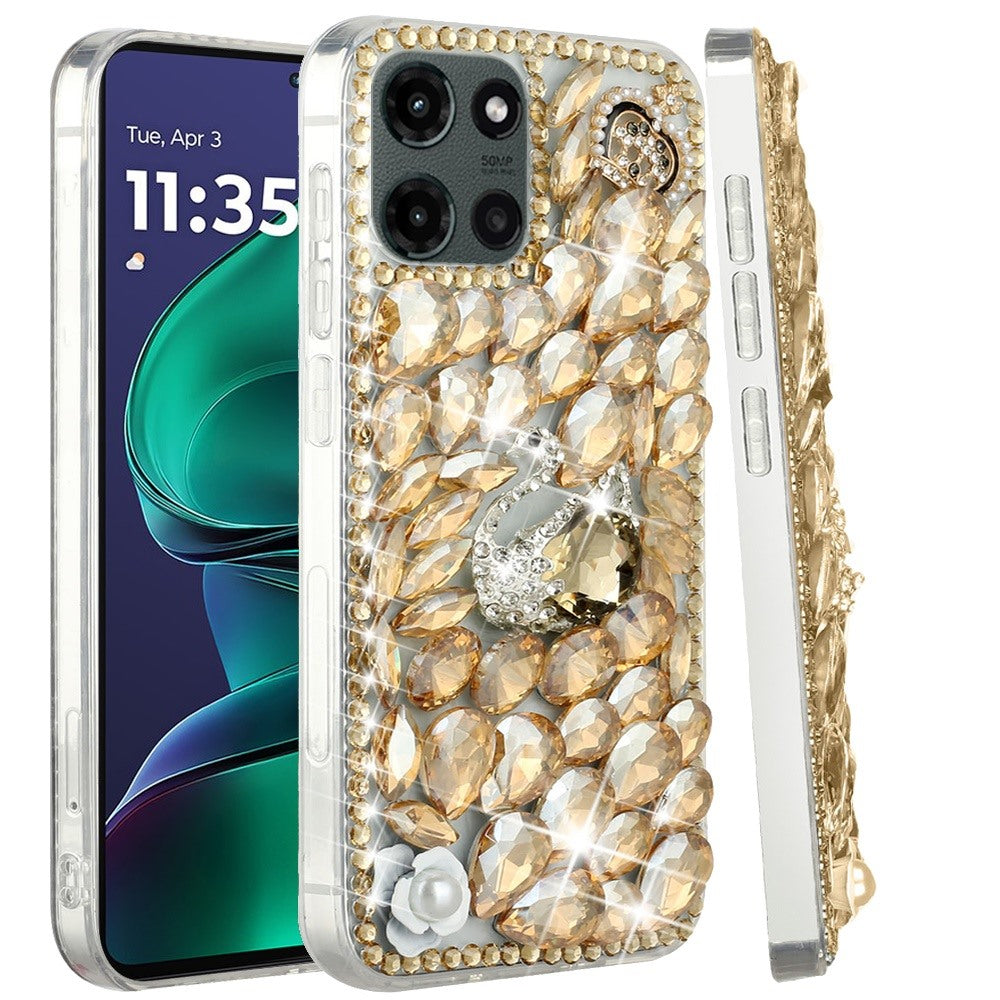 For Motorola Moto G Stylus 5G 2025 Bling Crystal 3D Full Diamonds Luxury Sparkle Rhinestone Hybrid Protective Case Cover