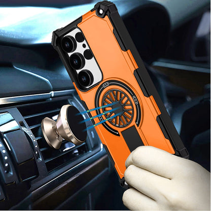 For Samsung Galaxy S26 Ultra Texture Design Invisible Kickstand Case, MagSafe Compatible Hybrid Shockproof Cover, Car Mount Friendly Case Cover