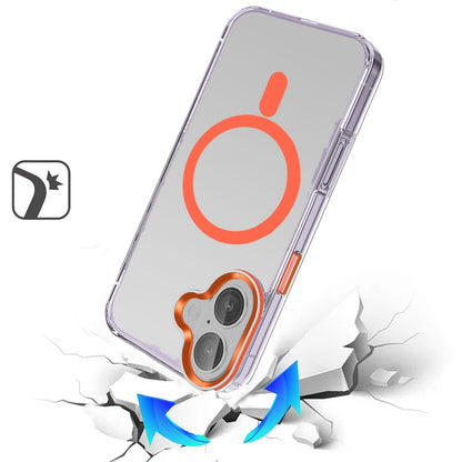 For Samsung Galaxy S26 Transparent Back Hybrid Case - Magnetic Circle, Color Frame, Metal Buttons, MagSafe Compatible Case Cover