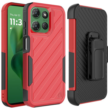 For Motorola Moto G Power 5G 2027 Rugged 2in1 Armor Combo Belt Clip Holster, Non-Slip Tough Hybrid lined Shockproof Case Case Cover