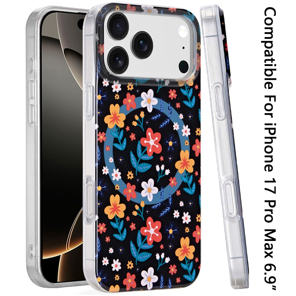 For Apple iPhone 17 Pro Max Stylish Pattern Fashion IMD Printed Design TPU Slim Shockproof Protective with Magnetic Back Case Cover