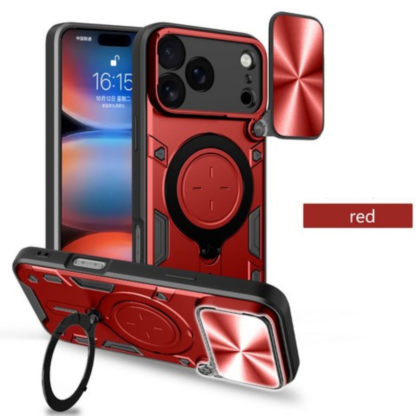 For Apple iPhone 17 Pro Max Hybrid Shockproof with Magnetic Ring Stand, Compatible with Magsafe & Sliding Camera Lens Protector Case Cover