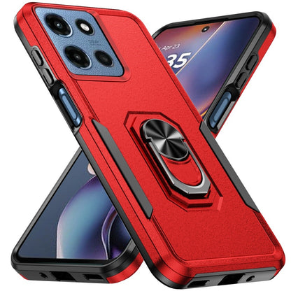 For Motorola Moto G 5G 2025 Hybrid Rugged Tough 2in1 Drop-Proof Protection Military Grade Armor with Metal Ring Stand Case Cover