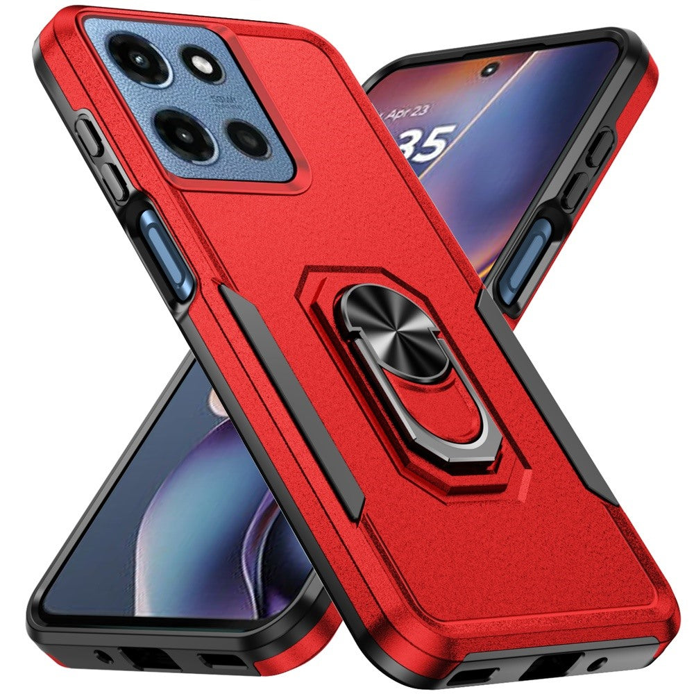 For Motorola Moto G Stylus 5G 2025 Hybrid Rugged Tough 2in1 Drop-Proof Protection Military Grade Armor with Metal Ring Stand Case Cover