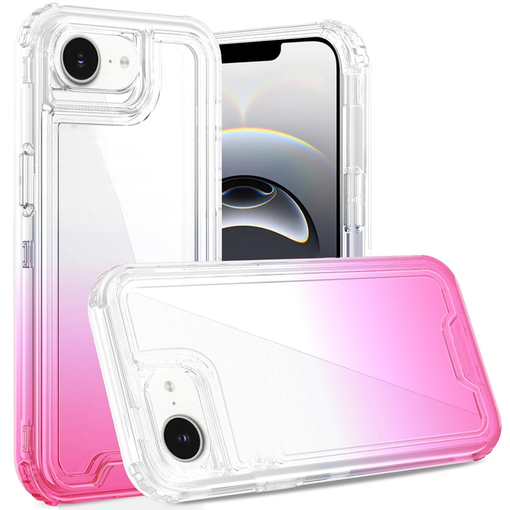 For Apple iPhone 16e Hybrid 3-in-1 Clear Case - Two-Tone Transparent Shockproof TPU + Hard Protective Frame Case Cover