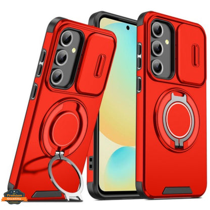 For Samsung Galaxy S25+ S25 Plus /S24+ Hybrid Case with 360° Magnetic Ring Stand, Camera Slide Protector & Compatible with MagSafe Case Cover
