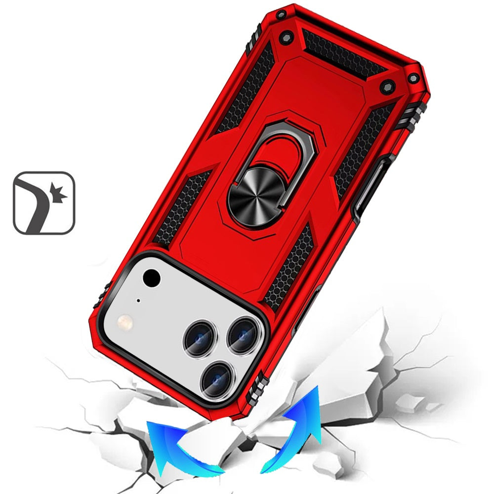 For Apple iPhone 17 Pro Max (6.9") Hybrid Shockproof Durable 360 Degree Rotatable Ring Stand Holder Kickstand Fit Magnetic Car Mount Case Cover