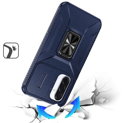 For Samsung Galaxy A37 Case, Camera Cover with Magnetic Rotation Ring Stand, Military Grade Hybrid Hard TPU Shockproof Case Cover