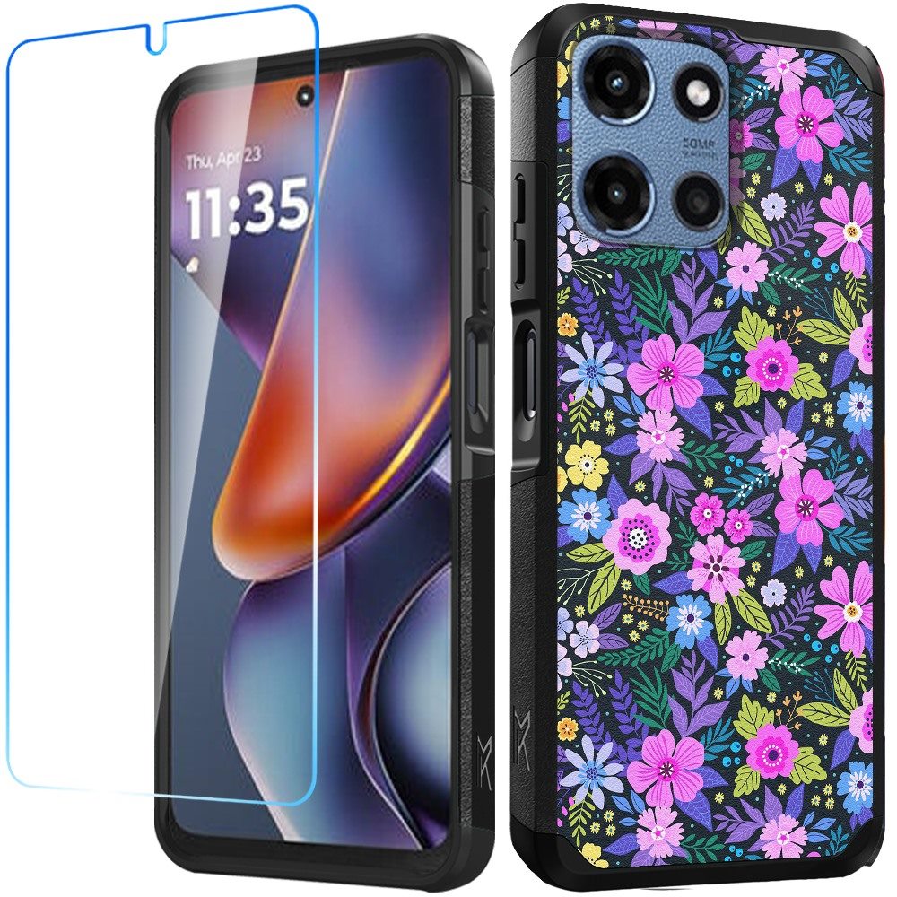 Tough Hybrid Dual Layer Hard PC TPU Rubber Bumper, Shock Absorption, Screen Protector Included