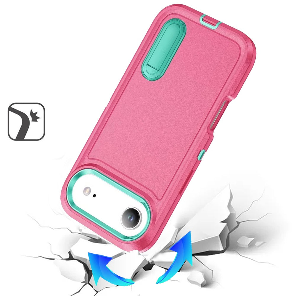 For Apple iPhone 17 AIR Hybrid 3 Layers Hard 3in1 Shockproof with Kickstand Heavy Duty Hard TPU Rubber Anti-Drop Case Cover