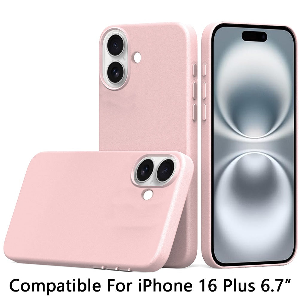 For Apple iPhone 16 Plus (6.7") PU Leather with inner Magnetic Circle Compatible with MagSafe, Rubber TPU Colored Metal Buttons Case Cover