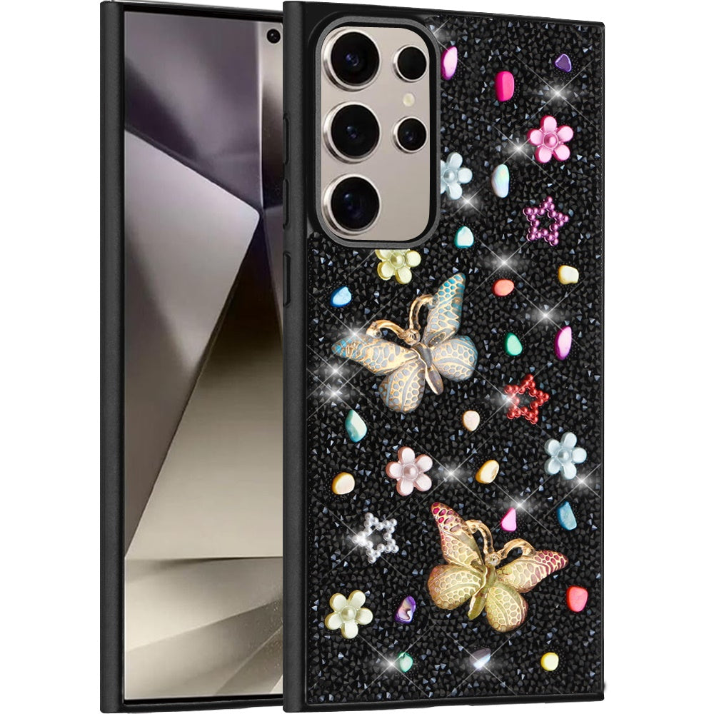 For Apple iPhone 17E /16E Diamond Butterfly 3D Glitter Bling Design, Slim Hybrid Sparkle Protective Cover TPU for Women Girls Case Cover