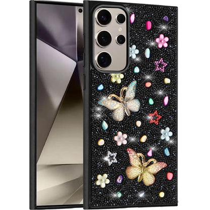 For Samsung Galaxy S24 Ultra Diamond Butterfly 3D Glitter Bling Design, Slim Hybrid Sparkle Protective Cover TPU for Women Girls Case Cover
