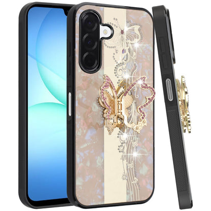For Samsung Galaxy A17 5G Diamonds 3D Butterfly Bling Sparkly Glitter Ornaments Engraving Hybrid with Stand Fashion Case Cover