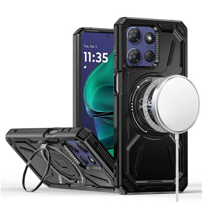 For Motorola Moto G Power 5G 2025 Hybrid Magnetic Ring and 360° Rotational Kickstand with MagSafe Compatible, Military Grade Drop Protection Case Cover