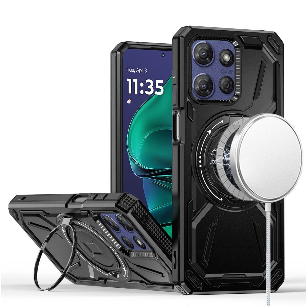 For Motorola Moto G 5G /Moto G 2025 Hybrid Magnetic Ring and 360° Rotational Kickstand with MagSafe Compatible, Military Grade Drop Protection Case Cover