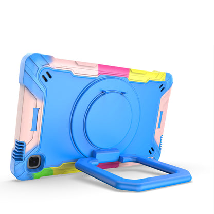 For Tough Hybrid 3 in 1 Case with 180° Rotating Kickstand, Adjustable Shoulder Strap, Shockproof TPU Rubber PC Rainbow /Blue Tablet Case Cover