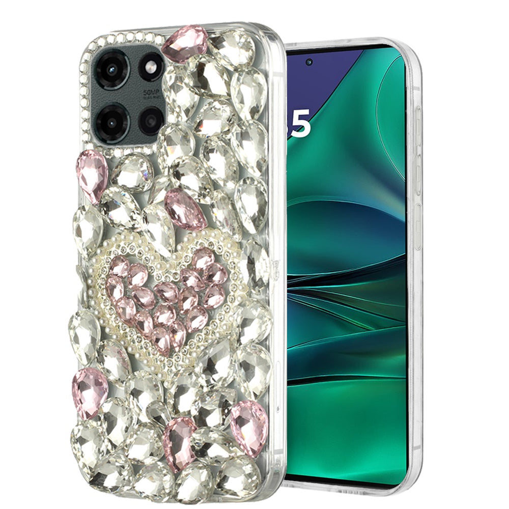 For Motorola Moto G Stylus 5G 2025 Bling Crystal 3D Full Diamonds Luxury Sparkle Rhinestone Hybrid Protective Case Cover