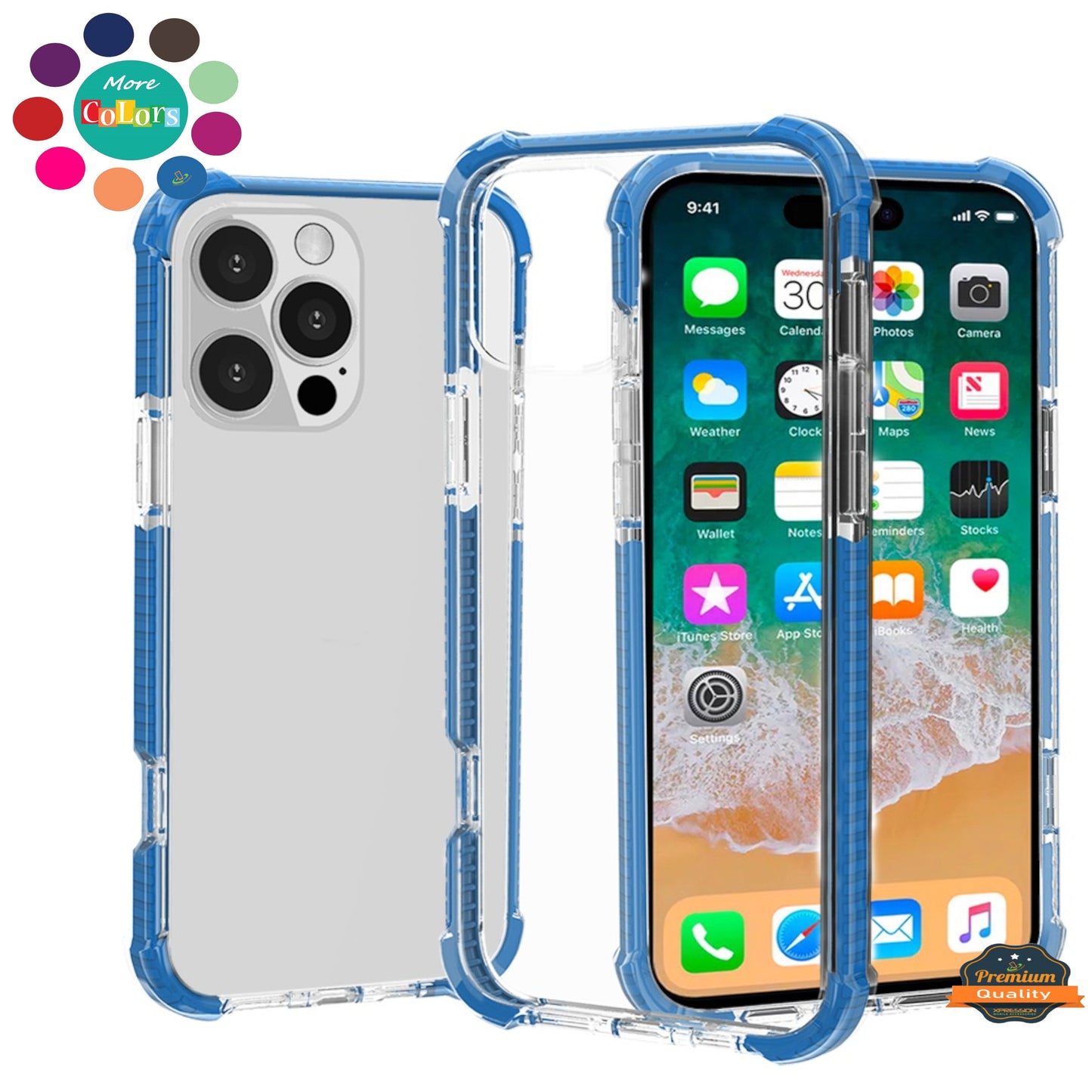 For Apple iPhone SE 3 (2022) SE/8/7 Hybrid Transparent Acrylic Rubber Gummy Hard PC Silicone TPU Color Bumper Frame Shockproof Case Cover