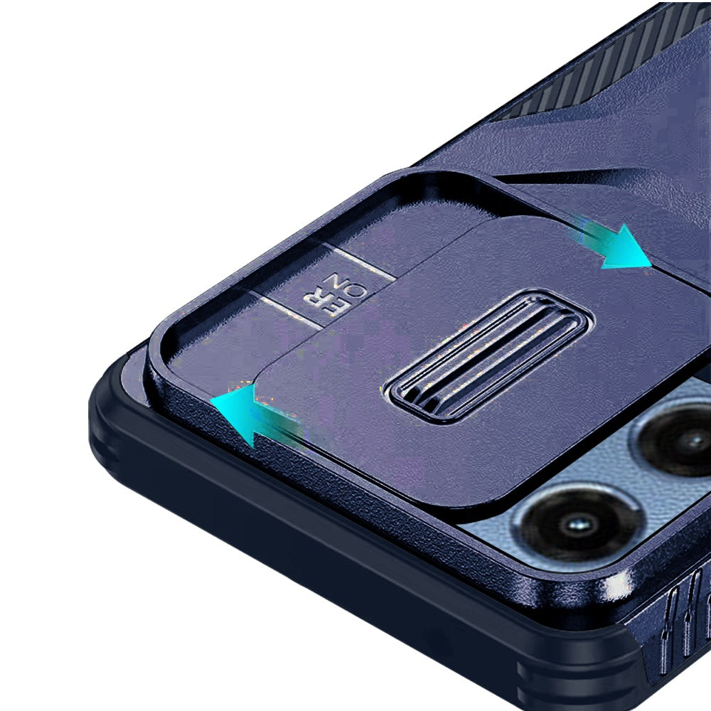 For Motorola Moto G 5G 2026/2025 Slim Fit Shockproof Hybrid with Slide Camera Window Covering, Rugged Tpu Silicone Hard PC Bumper Case Cover Dark Blue