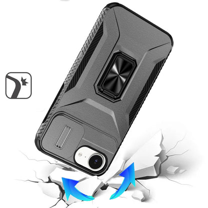 For Apple iPhone 17E /16E Case, Camera Cover with Magnetic Rotation Ring Stand, Military Grade Hybrid Hard TPU Shockproof Case Cover
