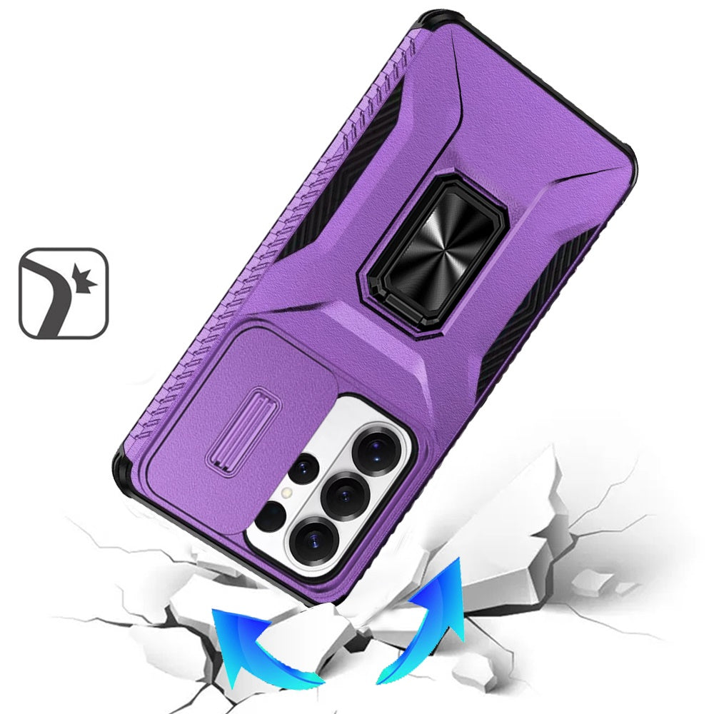 For Samsung Galaxy S26 Ultra Case, Camera Cover with Magnetic Rotation Ring Stand, Military Grade Hybrid Hard TPU Shockproof Case Cover