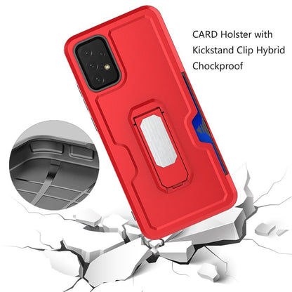 For Samsung Galaxy A16 5G Full-Body Hybrid Heavy Duty Armor Case with Belt Clip Holster, Credit Card Holder & Kickstand Case Cover Red