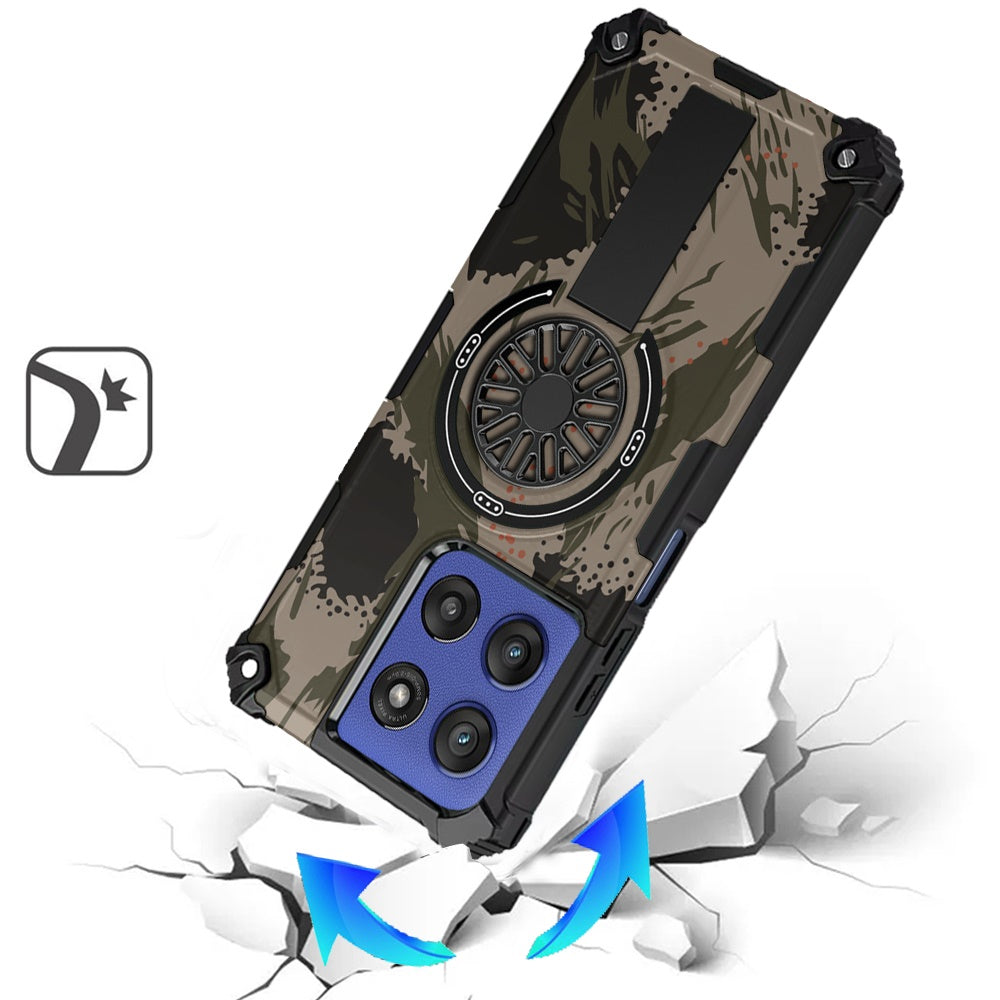 For Samsung Galaxy A17 5G Magnetic Invisible Kickstand Holder with CD Texture Design, Shockproof Hybrid Military Grade Heavy Duty Case Cover