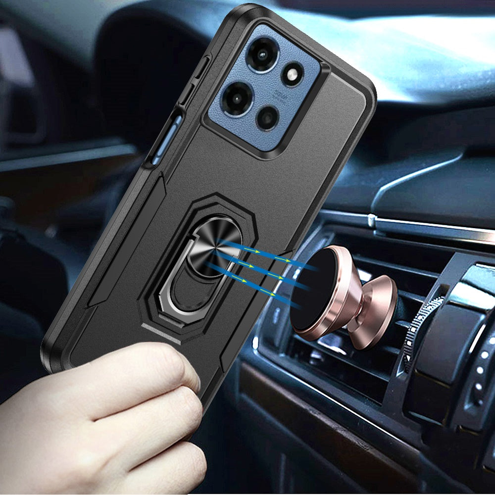 For Samsung Galaxy A16 5G Hybrid Rugged Tough 2in1 Drop-Proof Protection Military Grade Armor with Metal Ring Stand Case Cover