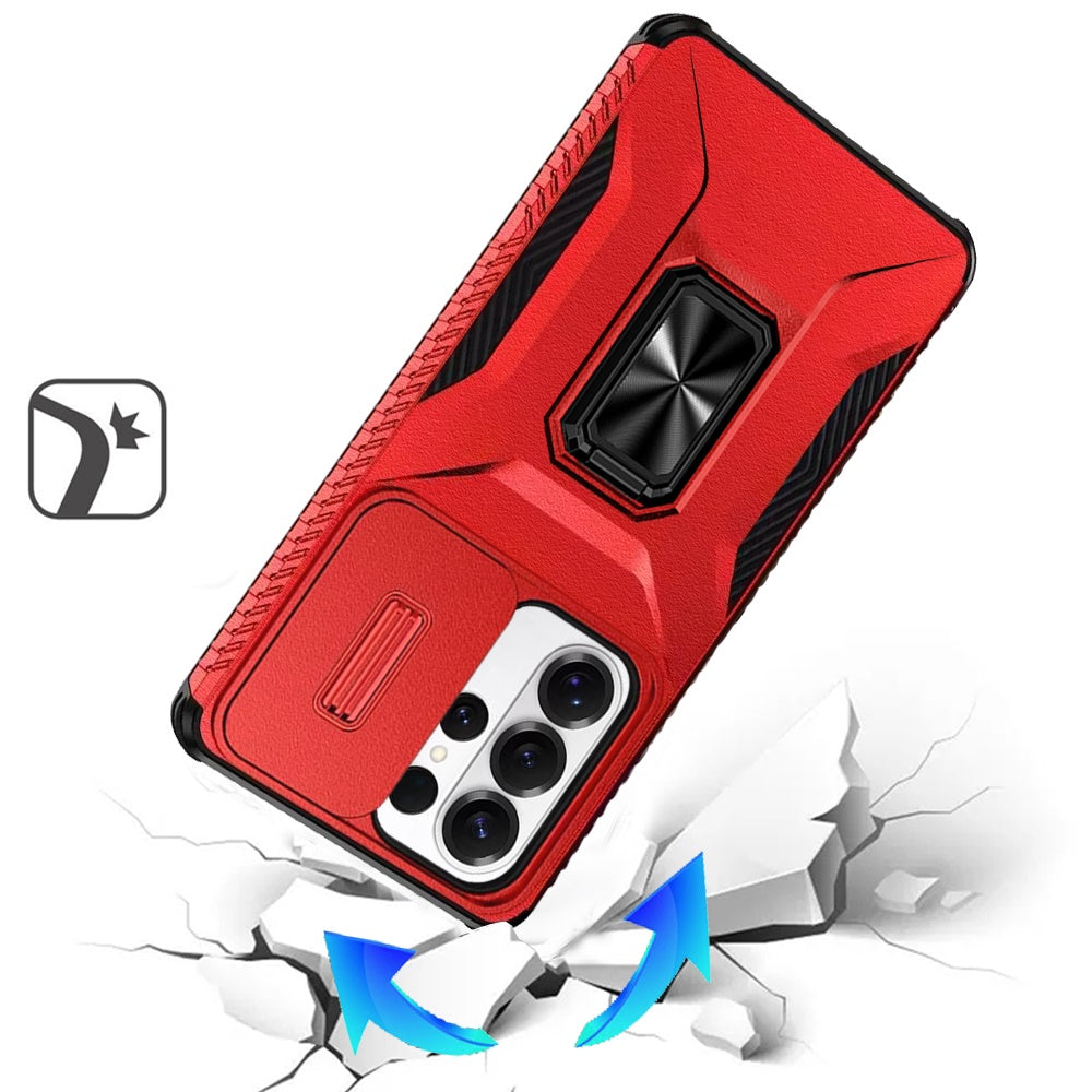 For Samsung Galaxy S26 Ultra Case, Camera Cover with Magnetic Rotation Ring Stand, Military Grade Hybrid Hard TPU Shockproof Case Cover