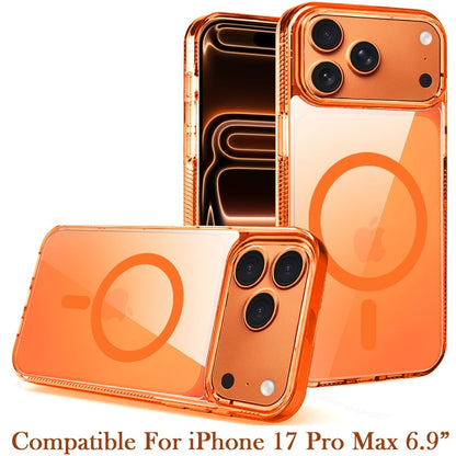 Phone Case for Apple iPhone 17 Pro Max (6.9") Transparent Magnetic Shockproof Ultra Thick TPU Hybrid Durable Clear Heavy Duty Protective Grip Cover Cosmic Orange