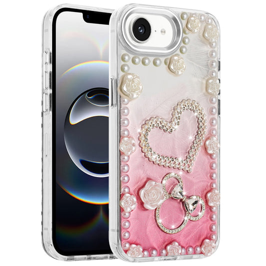 Bling Fashion Design with 3D Pearls Epoxy Glitter Ornaments Chrome Edge Hard Slim PC