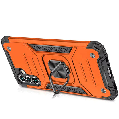 For Samsung Galaxy A16 5G Armor Hybrid Magnetic Stand with Ring Holder Kickstand Shockproof Heavy-Duty Durable Rugged TPU Dual Layer Case Cover Cosmic Orange