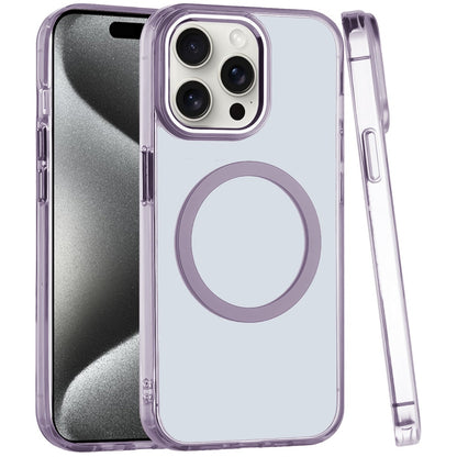 For Apple iPhone 11 Pro Max Transparent Back Hybrid Case - Magnetic Circle, Color Frame, Metal Buttons, MagSafe Compatible Case Cover