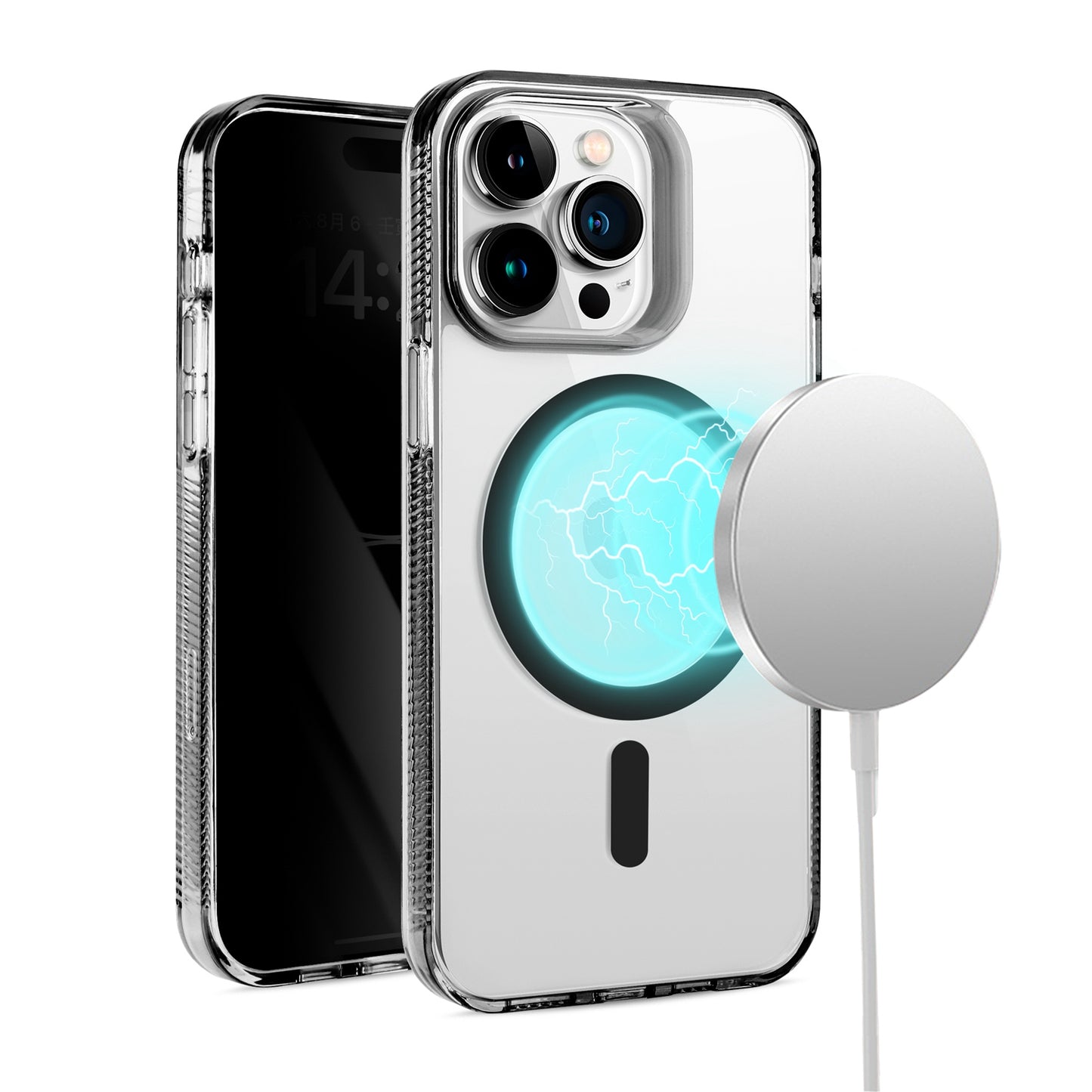 For Apple iPhone 17E /16E MagSafe Compatible Integrated Technology Clean Transparent Hybrid Armor TPU Frame Case Cover Black