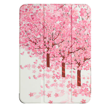 For Trifold Case with Magnetic Closure, Design Image PU Leather Folding Stand, TPU Folio Protective Shell Sakura Flowers Tablet Case Cover