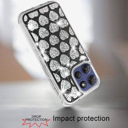 For Motorola Moto G 5G 2025 Sparkly 3D Design Diamond Shockproof Protective Bling Glitter Rhinestone Hybrid Skin PC & TPU Case Cover
