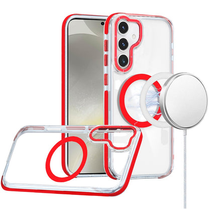 For Samsung Galaxy S25 Ultra Transparent Back with Colorful Frame, Strong Magnetic Circle, MagSafe Compatible, Slim Shockproof Protection Case Cover