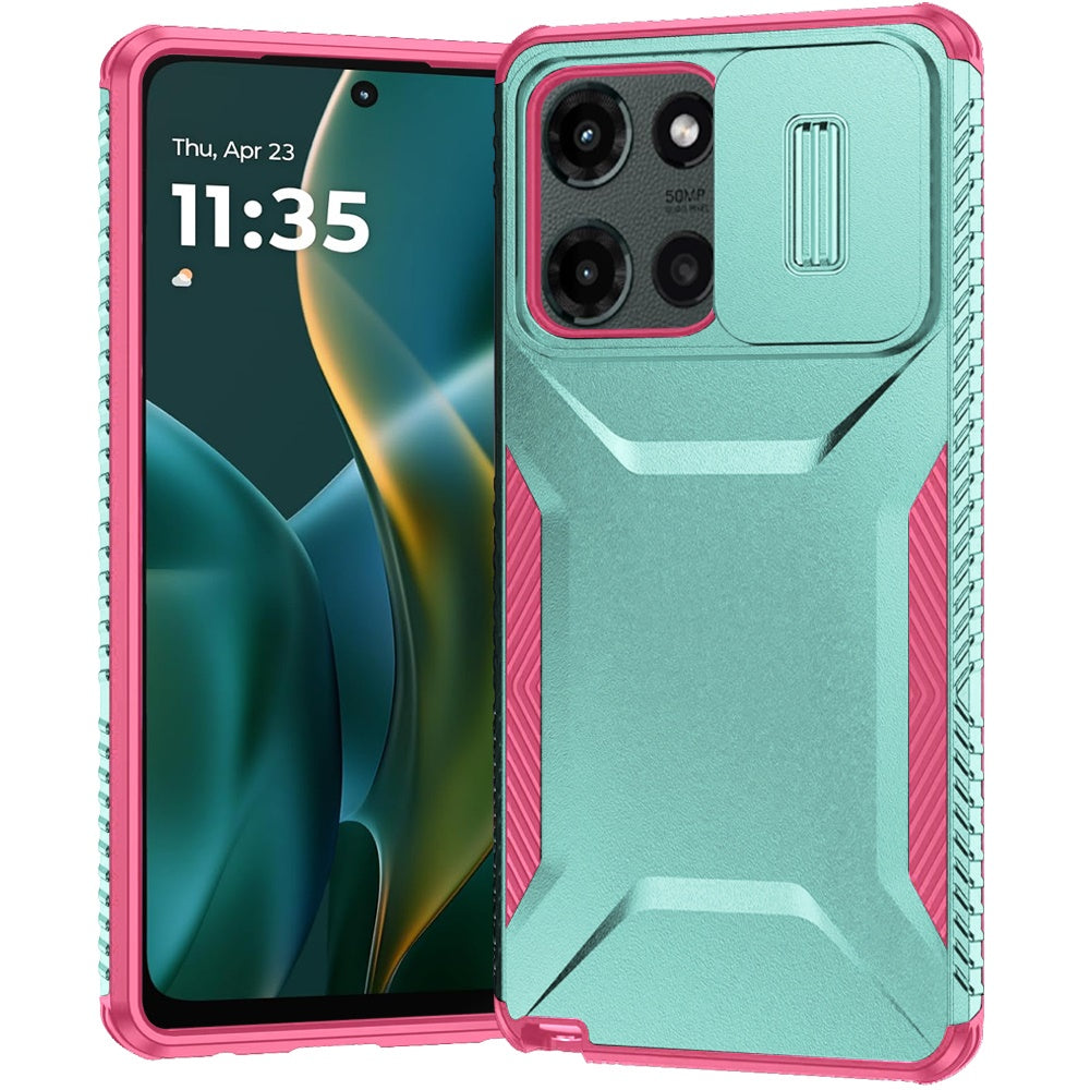 For Motorola Moto G Stylus 5G 2025 Slim Fit Shockproof Hybrid with Slide Camera Window Covering, Rugged Tpu Silicone Hard PC Bumper Case Cover