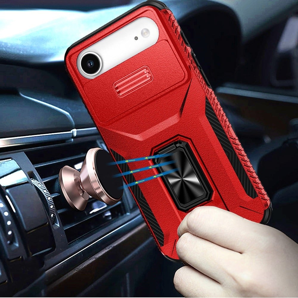 For Apple iPhone 17 Air (6.6") Case, Camera Cover with Magnetic Rotation Ring Stand, Military Grade Hybrid Hard TPU Shockproof Case Cover