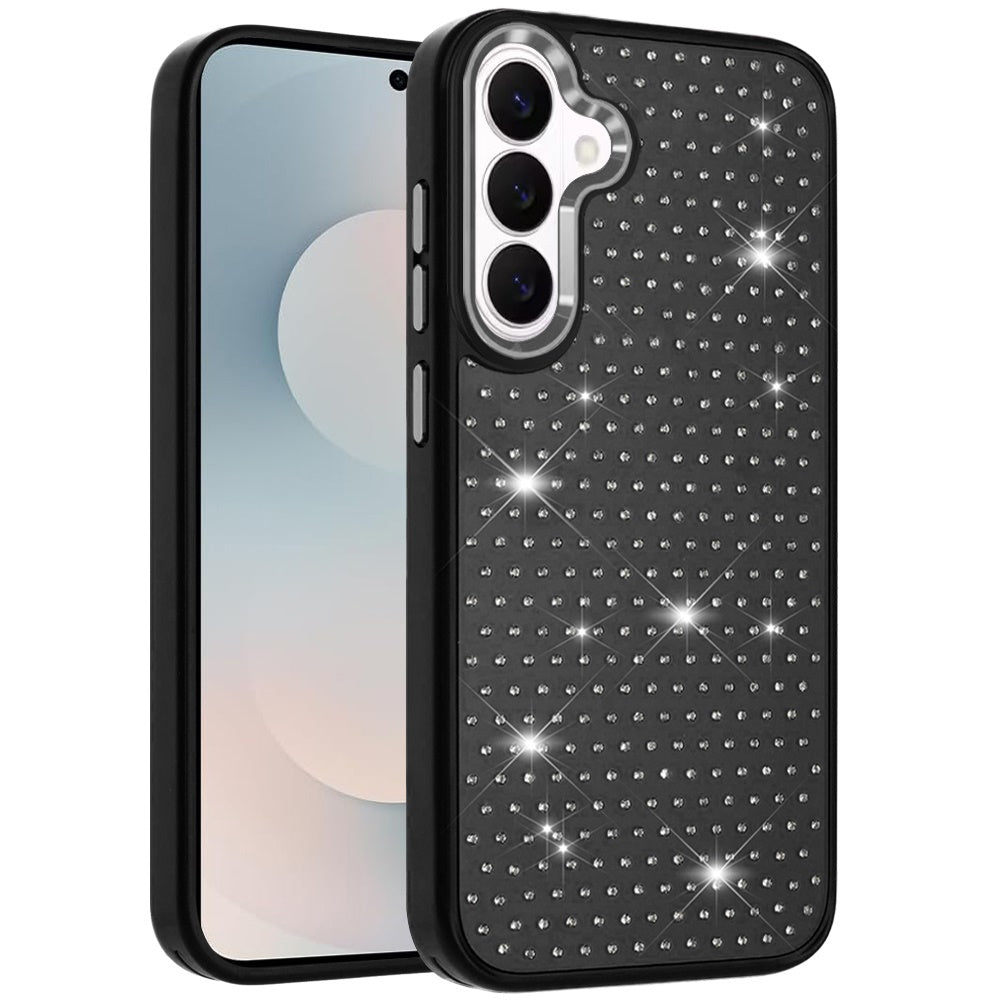 For Samsung Galaxy S26 Bling Diamond Metallic, Full Sparkle Chrome Edged Hybrid Protective Shockproof Case Cover