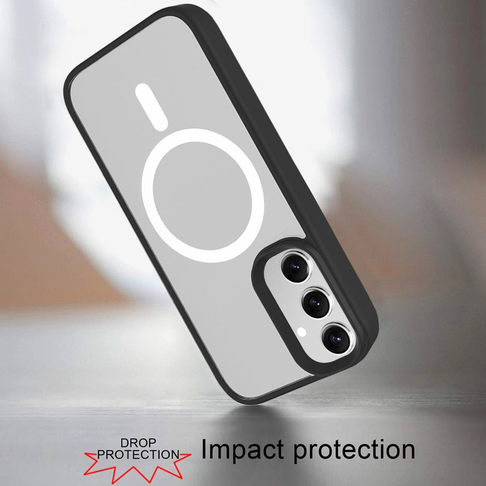 For Samsung Galaxy S24 Ultra Magnetic Circle Hybrid 2mm Shock Protection Durable Grip Color Button Design for Ultra Series Case Cover Midnight Green